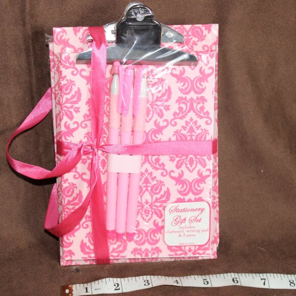 Pink Paisley 2pc Stationary Writing Gift Set & Memo Pad "NEW" - Picture 2 of 5